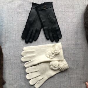 Elegant Black and White Women's Gloves Set